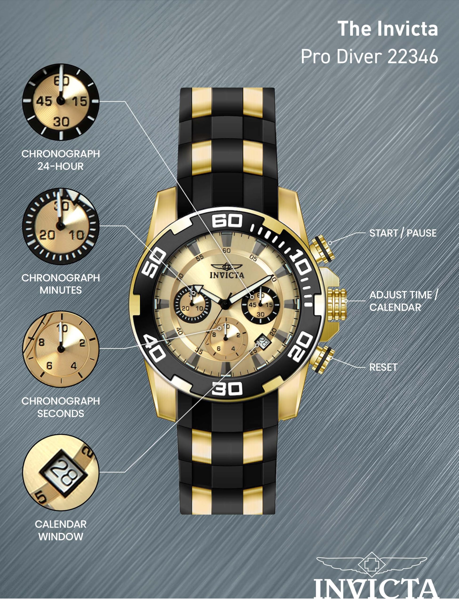 Invicta Men's 22346 Pro Diver Analog Display Quartz Black Watch - Image 4