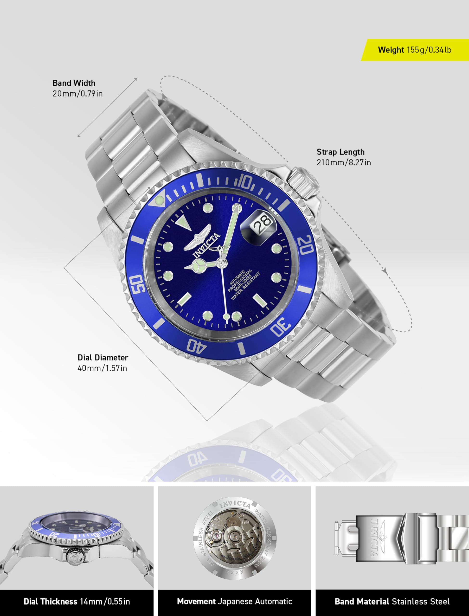 Invicta Men's 9094OB "Pro Diver" Stainless Steel Automatic Watch - Image 3