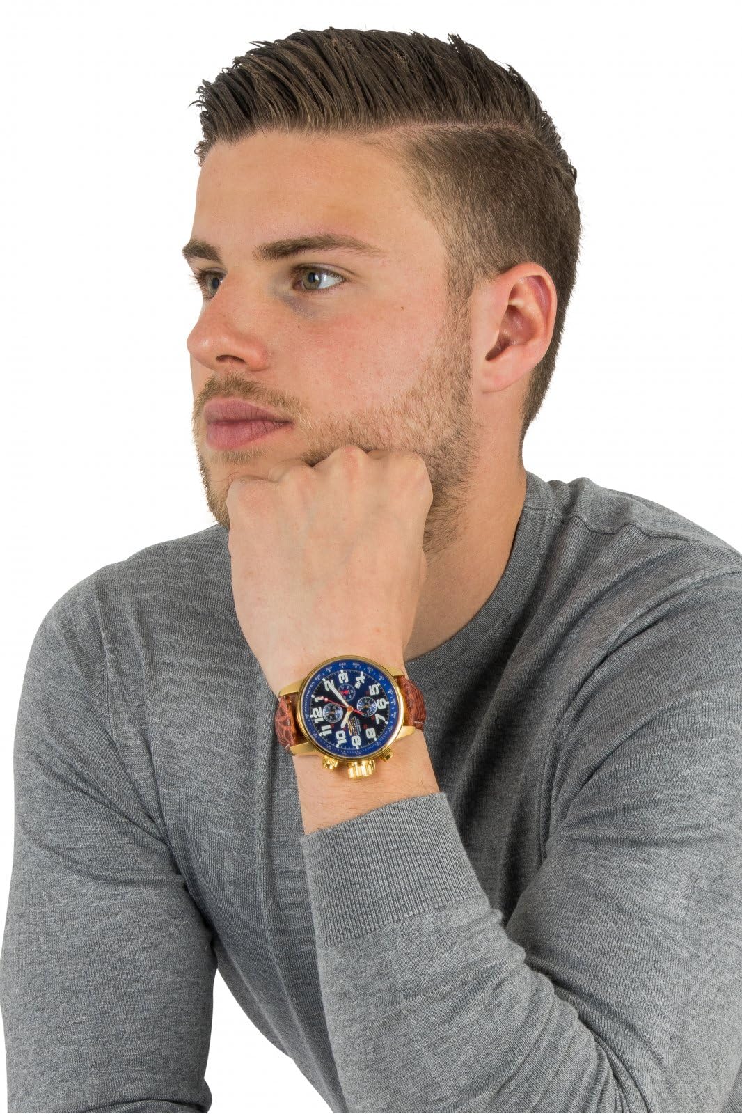 Invicta Men's I-Force Left Handed Quartz Watch with Leather Strap - Image 6