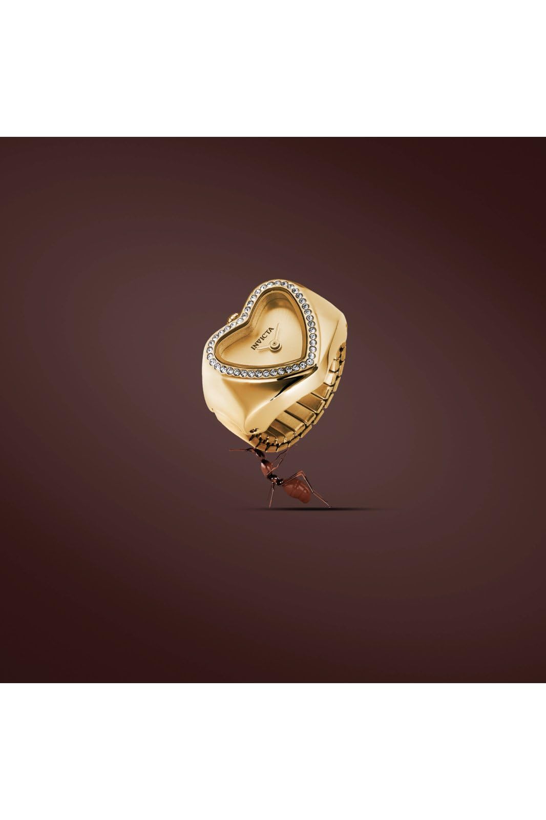 Invicta Mini Ring Watch Lady 18.5mm Stainless Steel Gold Gold dial VC00 Quartz - Image 4