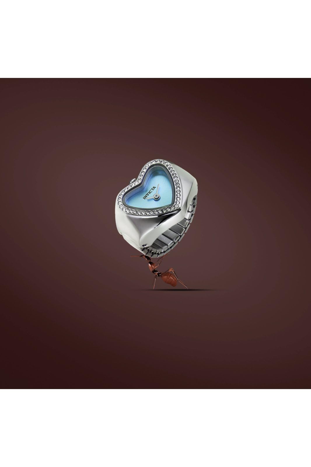 Invicta Mini Ring Watch Lady 18.5mm Stainless Steel Steel Light Blue dial VC00 Quartz - Image 3