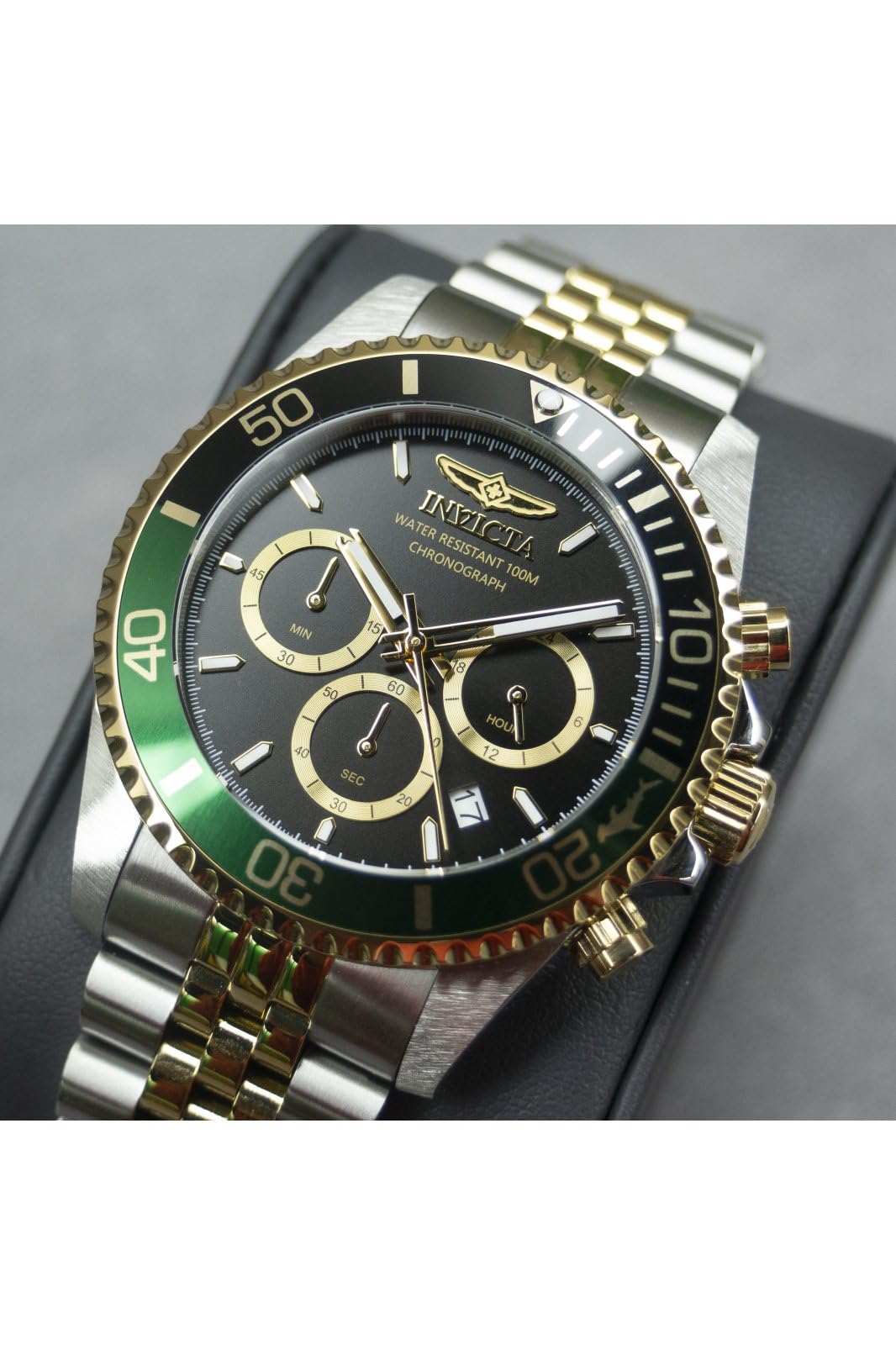 Invicta Pro Diver Men 43mm Stainless Steel Gold + Steel Black dial VD53 Quartz - Image 3