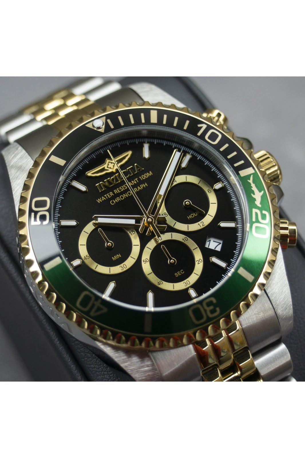 Invicta Pro Diver Men 43mm Stainless Steel Gold + Steel Black dial VD53 Quartz - Image 4